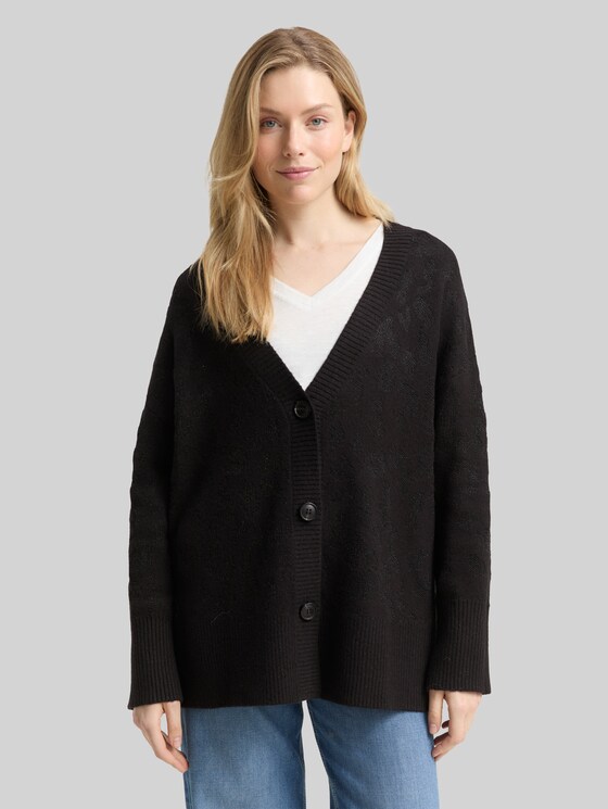 Oversized cardigan with glitter effect - black lurex knit