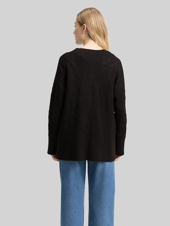 Oversized cardigan with glitter effect - black lurex knit