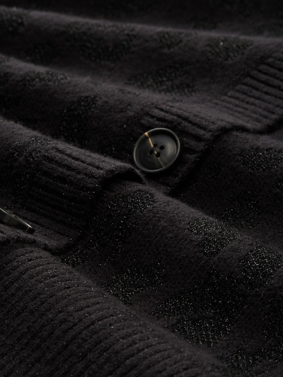 Oversized cardigan with glitter effect - black lurex knit