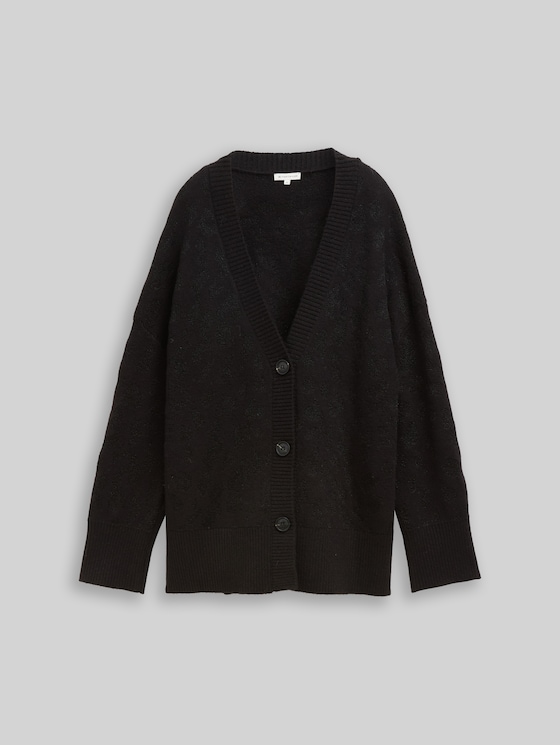 Oversized cardigan with glitter effect - black lurex knit
