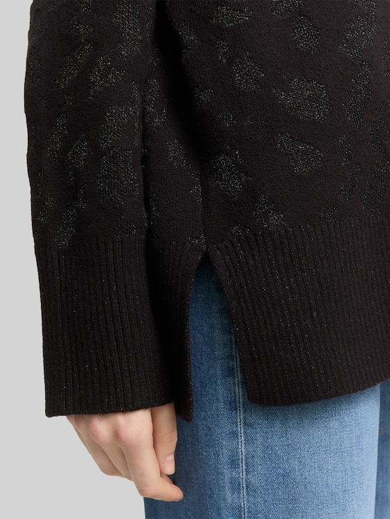 Oversized cardigan with glitter effect - black lurex knit