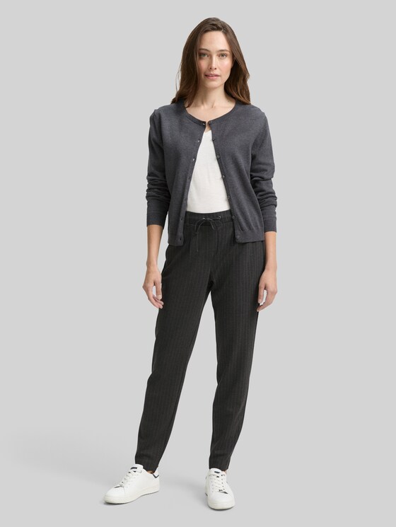 Loose fit trousers with pinstripes - grey white pinstripe