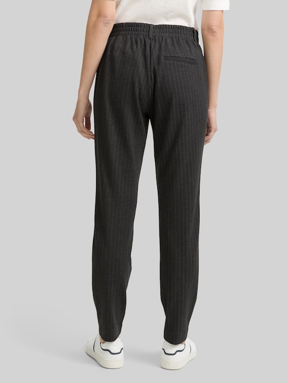 Loose fit trousers with pinstripes - grey white pinstripe