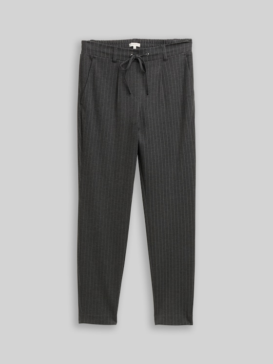 Loose fit trousers with pinstripes - grey white pinstripe