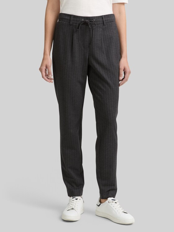 Loose fit trousers with pinstripes - grey white pinstripe