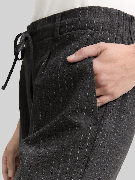 Loose fit trousers with pinstripes - grey white pinstripe