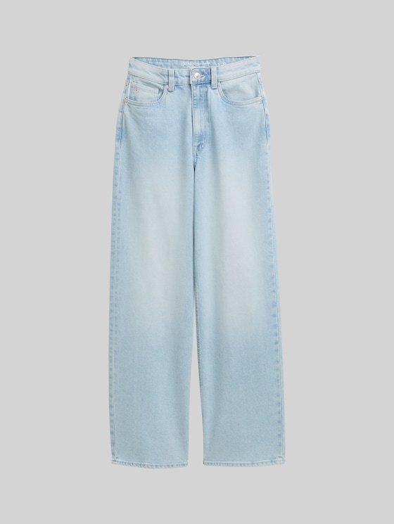 TTLINOU WIDE High-Waisted Jeans - Clean Bleached Blue Denim