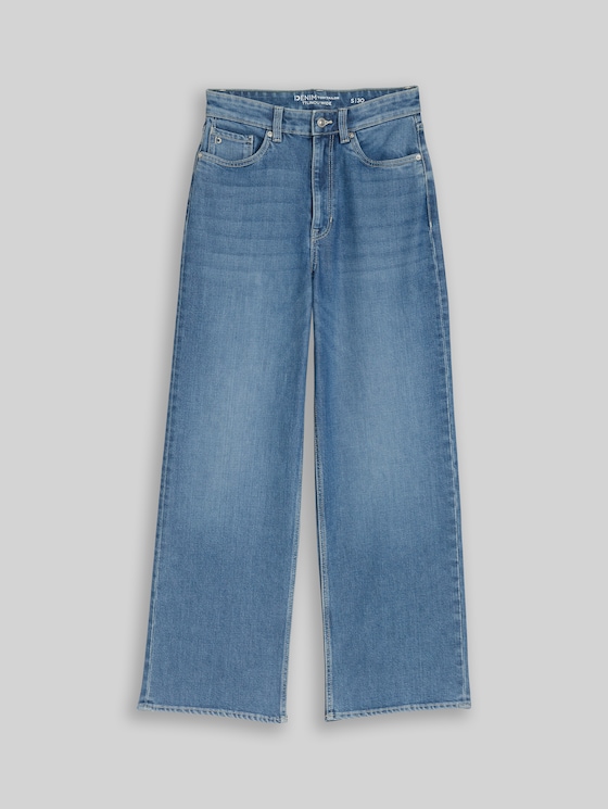 TTLINOU WIDE High-Waisted Jeans - Used Mid Stone Blue Denim
