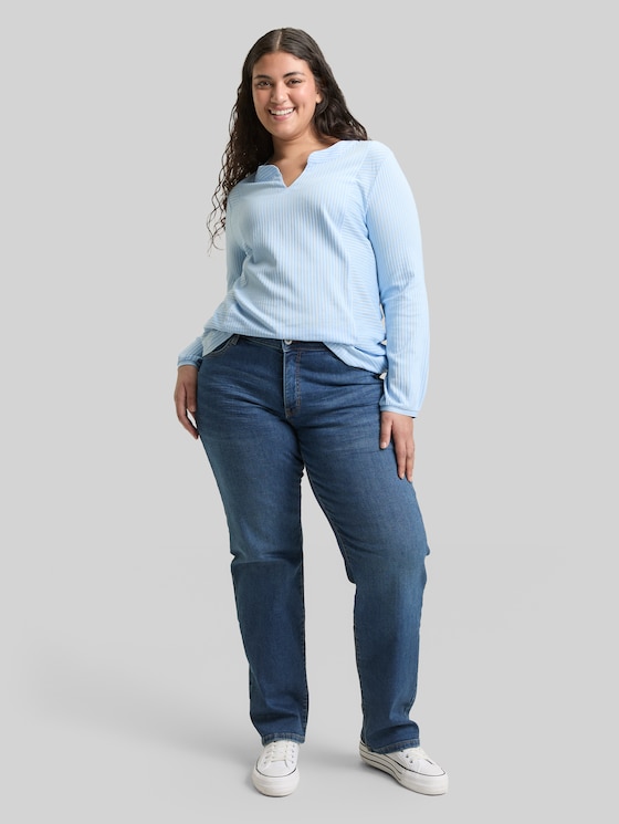 Plus Size - Straight Jeans - Clean Mid Stone Blue Denim