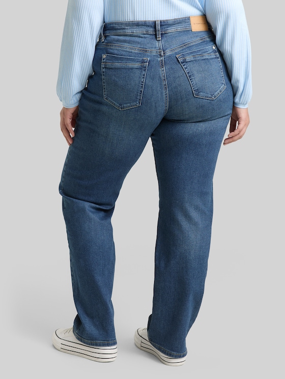 Plus Size - Straight Jeans - Clean Mid Stone Blue Denim