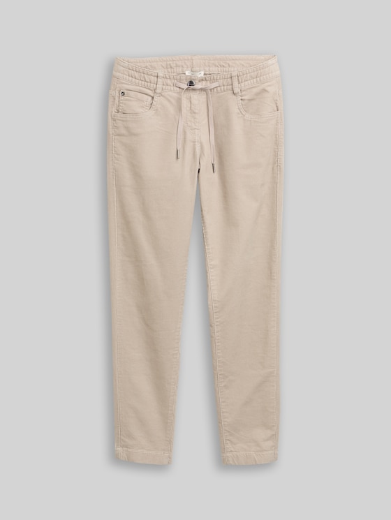 Tapered relaxed-fit corduroy trousers - soft taupe grey
