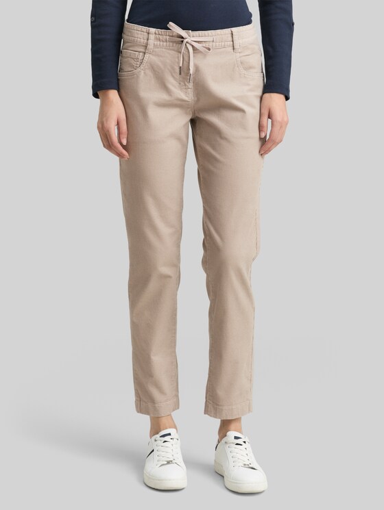 Tapered relaxed-fit corduroy trousers - soft taupe grey