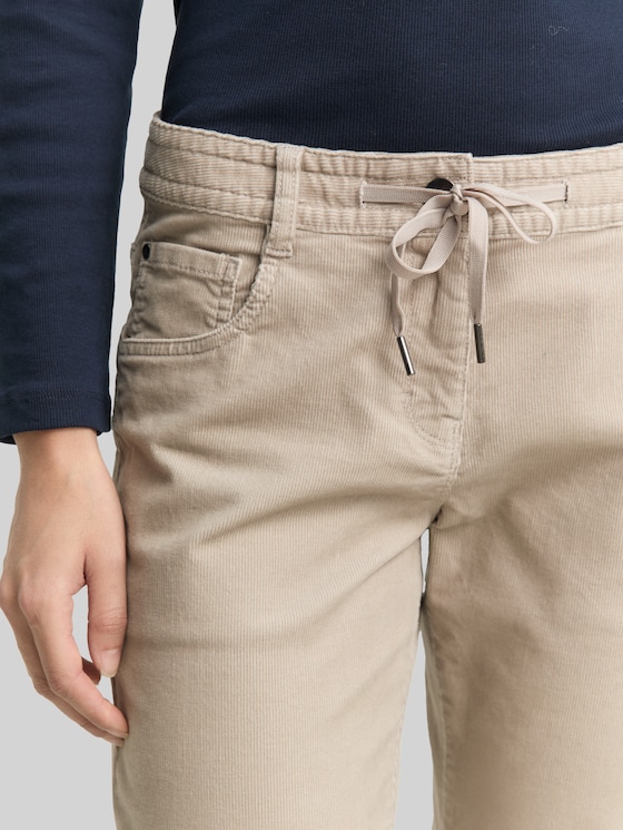 Tapered relaxed-fit corduroy trousers - soft taupe grey
