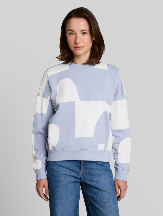 Loose-fit patterned sweatshirt - foggy blue big scale print