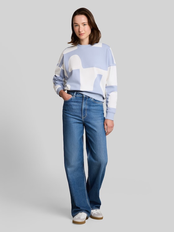 Loose-fit patterned sweatshirt - foggy blue big scale print