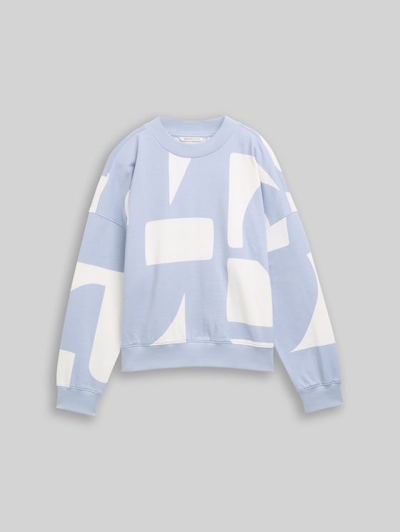 Loose-fit patterned sweatshirt - foggy blue big scale print