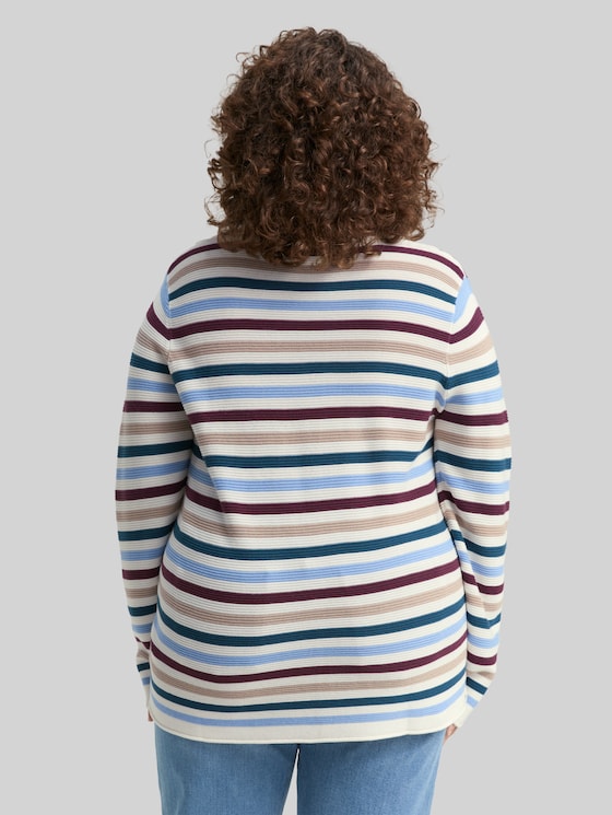Plus Size - Knitted jumper made from organic cotton - teal colored ottoman knit