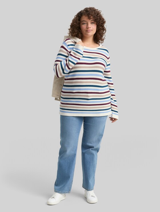 Plus Size - Knitted jumper made from organic cotton - teal colored ottoman knit