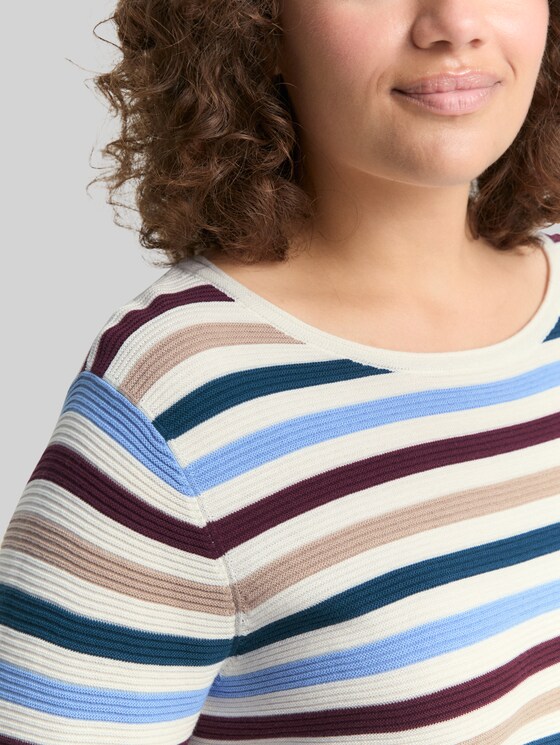 Plus Size - Knitted jumper made from organic cotton - teal colored ottoman knit