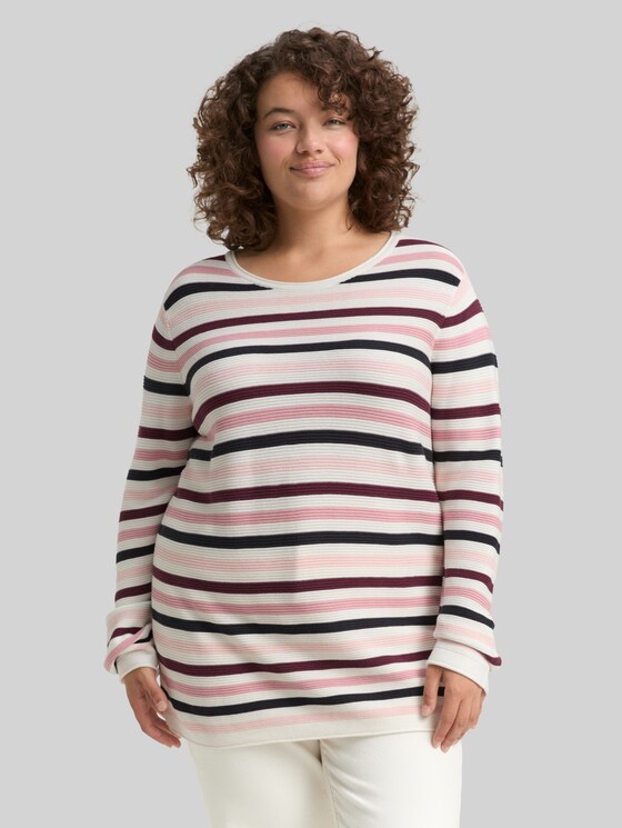 Plus Size - Knitted jumper made from organic cotton - rose ottoman knit