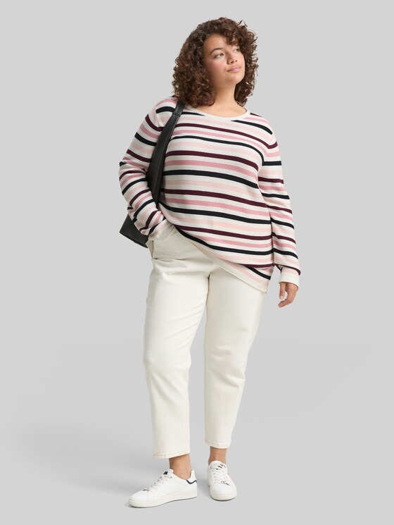 Plus Size - Knitted jumper made from organic cotton - rose ottoman knit