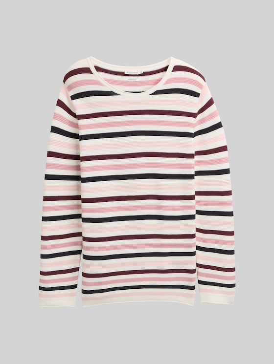 Plus Size - Knitted jumper made from organic cotton - rose ottoman knit