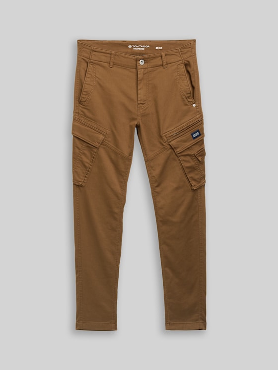 Tapered cargo trousers with stretch - dark palm
