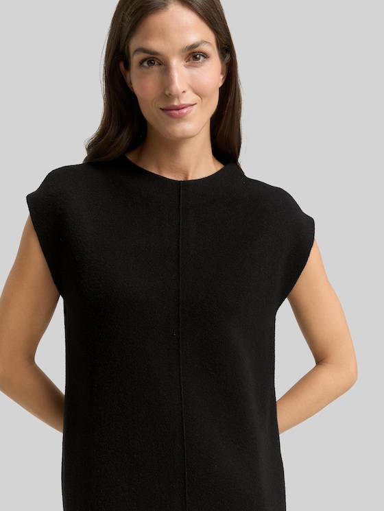 Knitted dress with stand-up collar - deep black