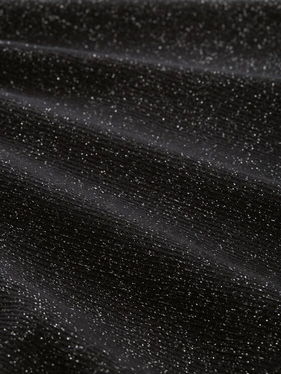 Loose-fit knitted jumper with a glitter effect - deep black