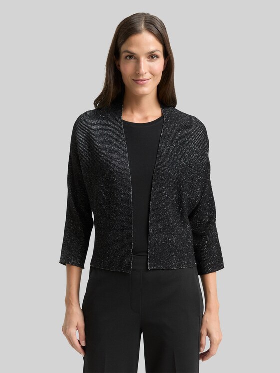 Cropped cardigan with glitter effect - deep black