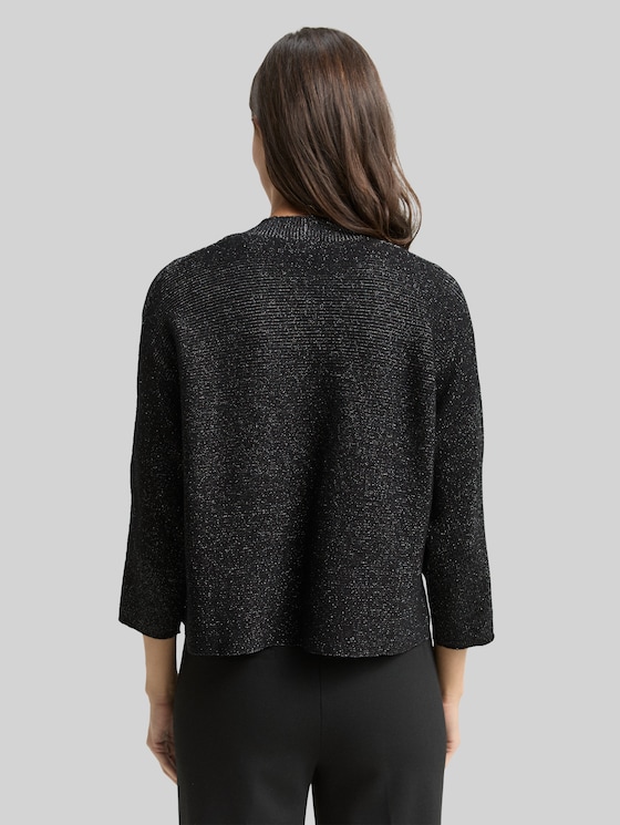 Cropped cardigan with glitter effect - deep black