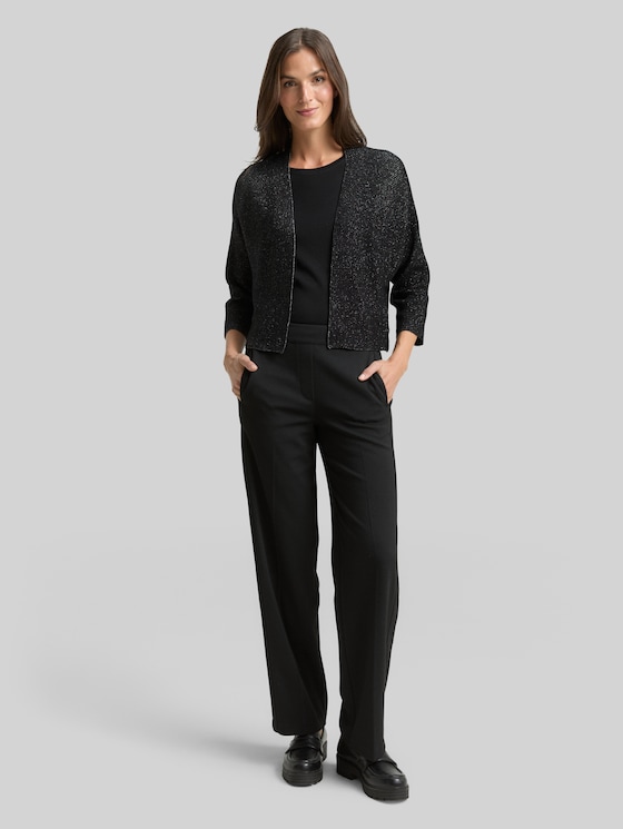 Cropped cardigan with glitter effect - deep black