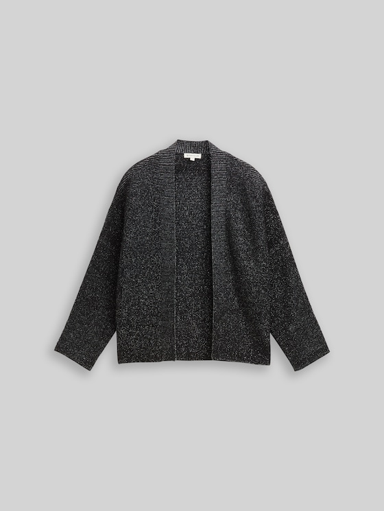 Cropped cardigan with glitter effect - deep black