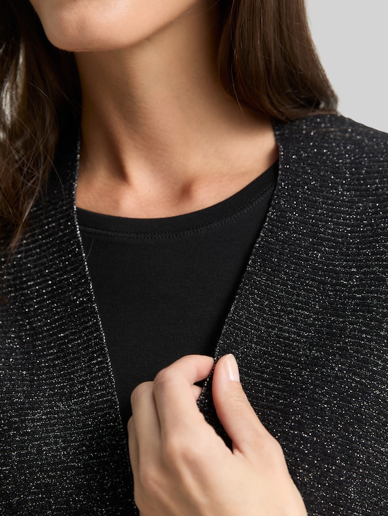 Cropped cardigan with glitter effect - deep black