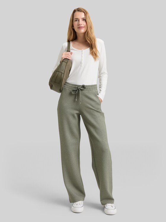 Straight-leg scuba trousers - cloudy green melange