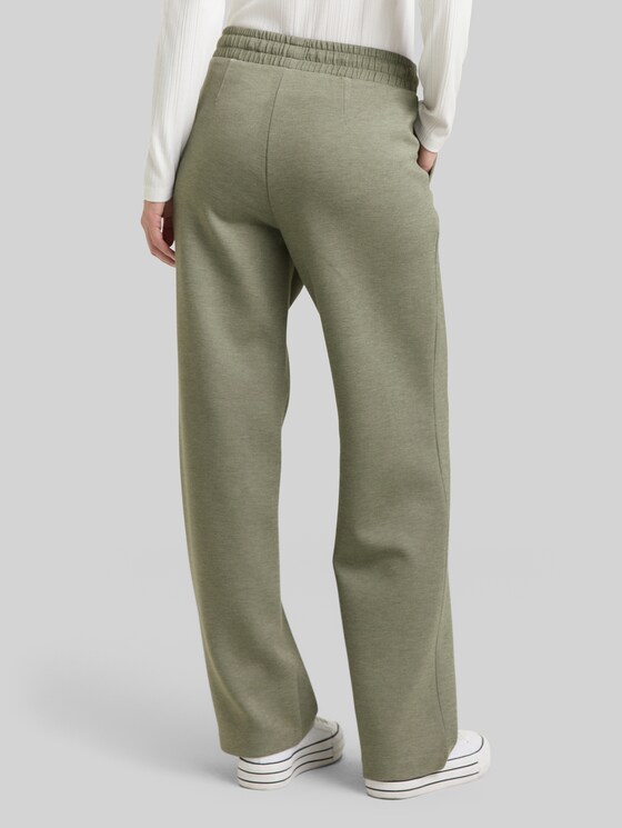 Straight-leg scuba trousers - cloudy green melange