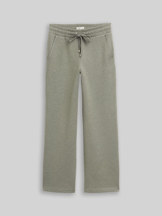 Straight-leg scuba trousers - cloudy green melange