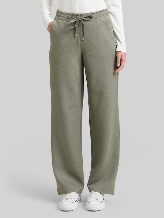 Straight-leg scuba trousers - cloudy green melange