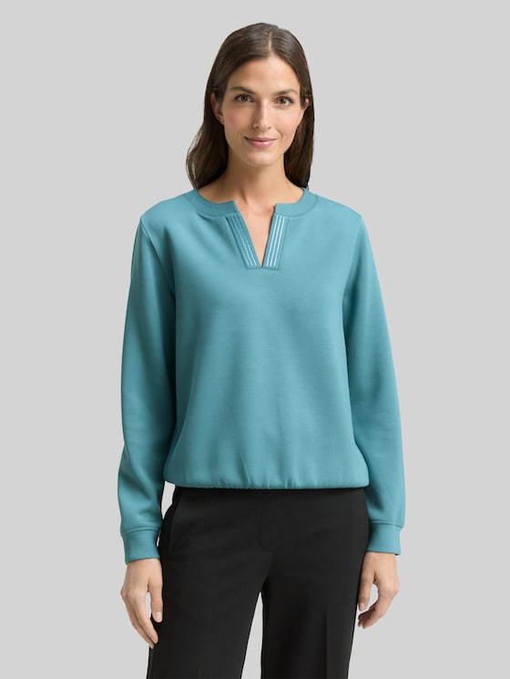 Scuba sweatshirt with rhinestones - tropical teal