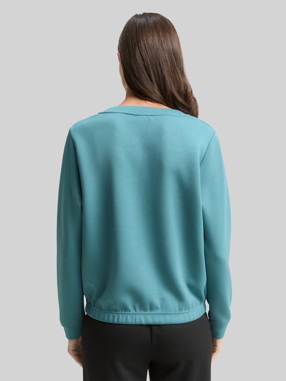 Scuba sweatshirt with rhinestones - tropical teal