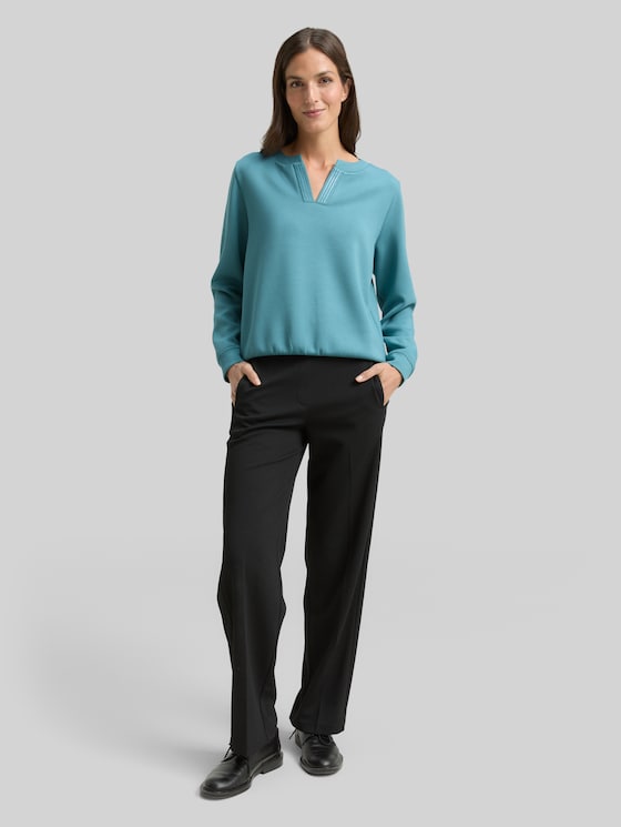Scuba sweatshirt with rhinestones - tropical teal