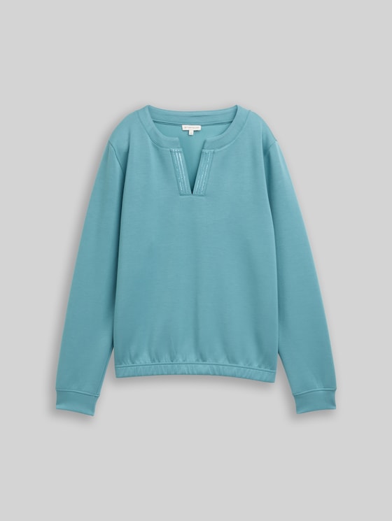 Scuba sweatshirt with rhinestones - tropical teal