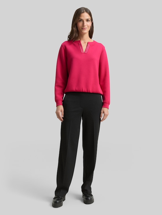 Scuba sweatshirt with rhinestones - dark pink