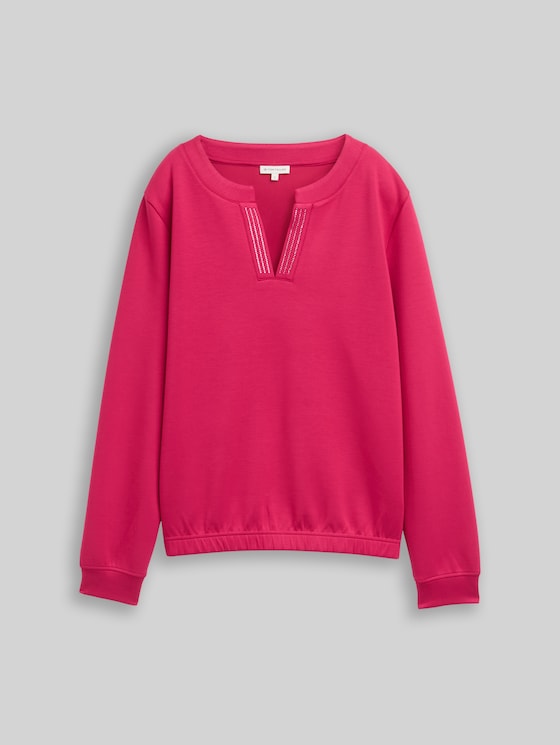Scuba sweatshirt with rhinestones - dark pink