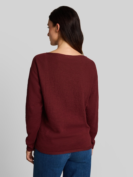 Loose-fit knitted jumper with colour gradient - gravel beige plum degrade