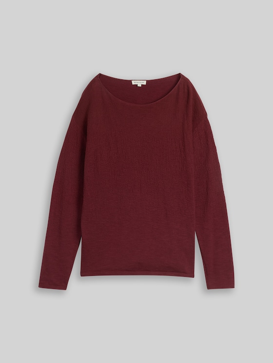 Loose-fit knitted jumper with colour gradient - gravel beige plum degrade