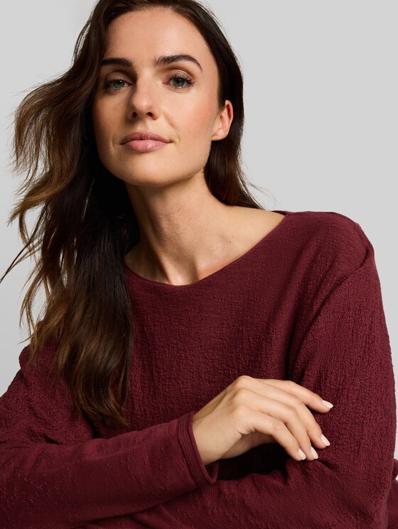 Loose-fit knitted jumper with colour gradient - gravel beige plum degrade