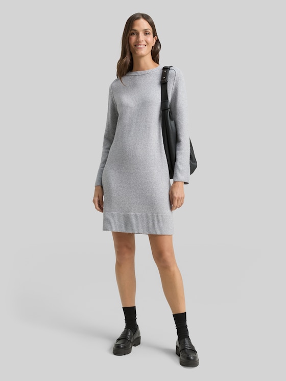 Knitted dress with a marl effect - medium silver grey melange