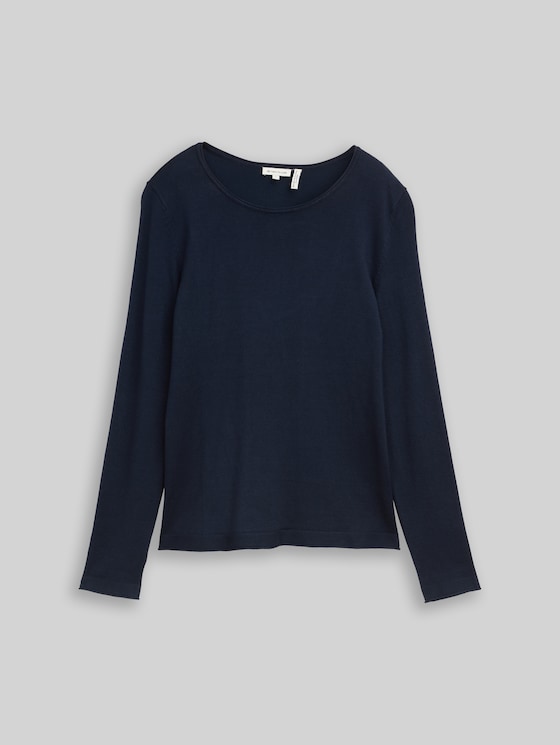 Basic knitted jumper with a round neckline - sky captain blue