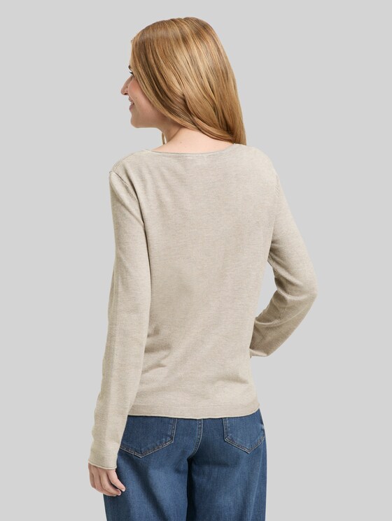 Basic knitted jumper with a round neckline - dark clouds grey melange